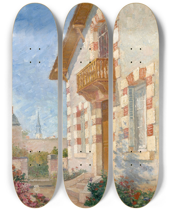 Triptych art skateboard deck of Albert Duboispillet Maison De Mb Seur by Albert Dubois Pillet (1846-1890)