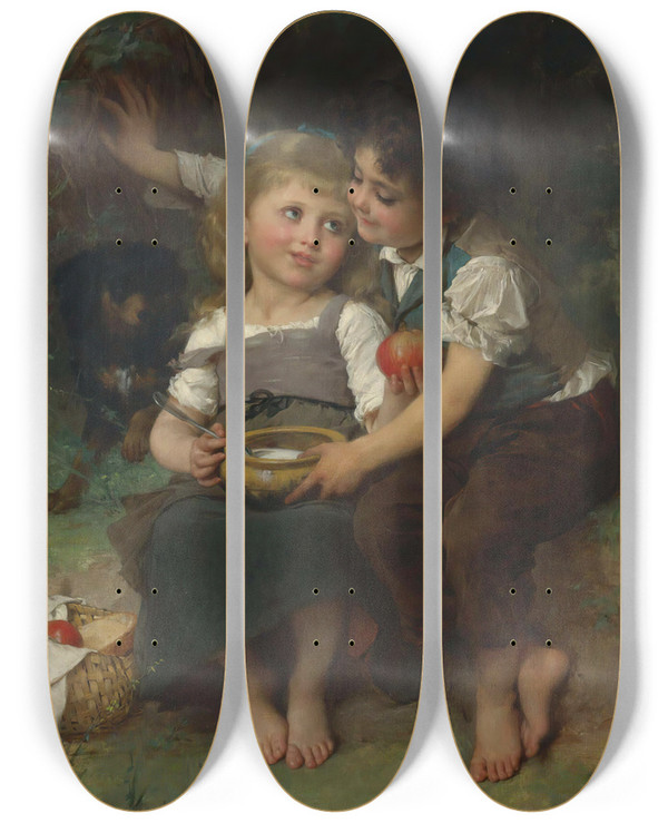 Triptych art skateboard deck of Mile Munier La Jatte De Lait by mile Munier (1840-1895)