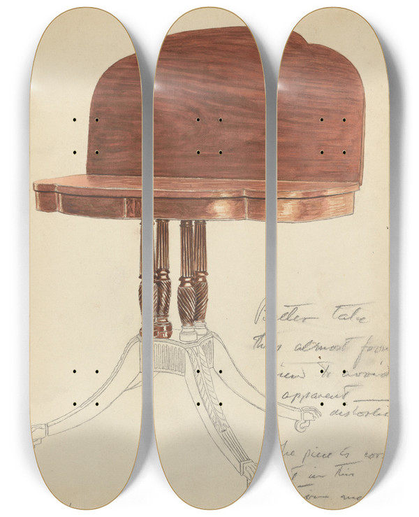 Triptych art skateboard deck of American 20Th Century Table_2 by American 20Th Century