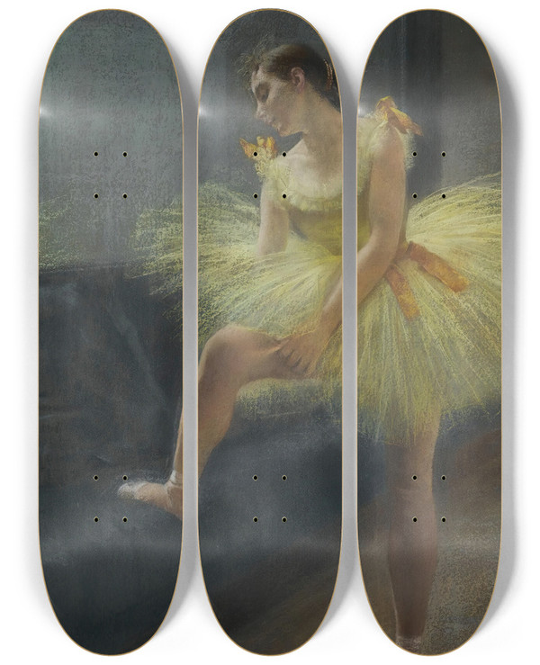 Triptych art skateboard deck of Pierre Carrierbelleuse La Danseuse by Pierre Carrier-Belleuse (1851-1932)