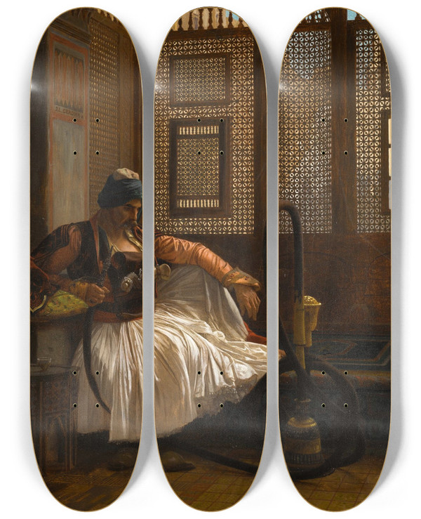 Triptych art skateboard deck of Jeanlon Grme Arnaut At Rest by Jean-Lon Grme (1824-1904)