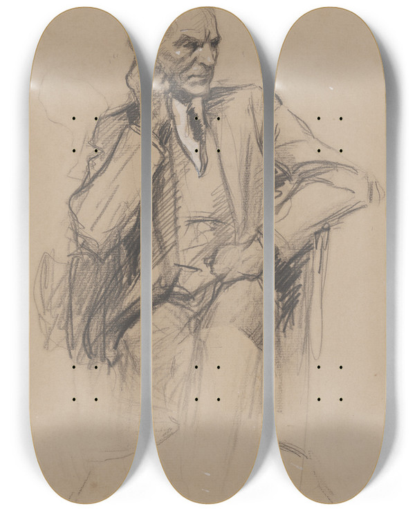 Triptych art skateboard deck of Samuel Johnson Woolf Henry Ford_1 by Samuel Johnson Woolf (1880-1948)