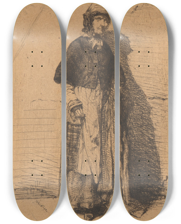Triptych art skateboard deck of James Abbott Mcneill Whistler La Mere Gerard by James Abbott Mcneill Whistler (1834-1903)