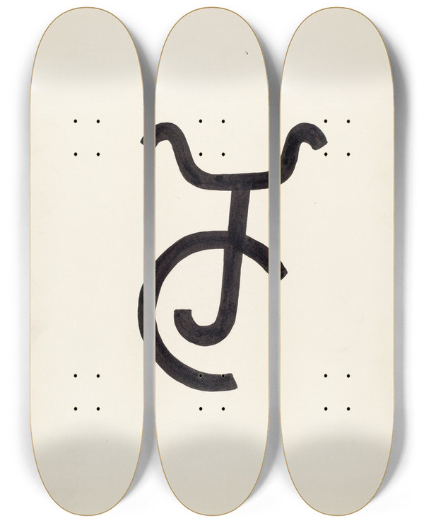 Triptych art skateboard deck of J Henry Marley Cattle Brand_34 by J Henry Marley