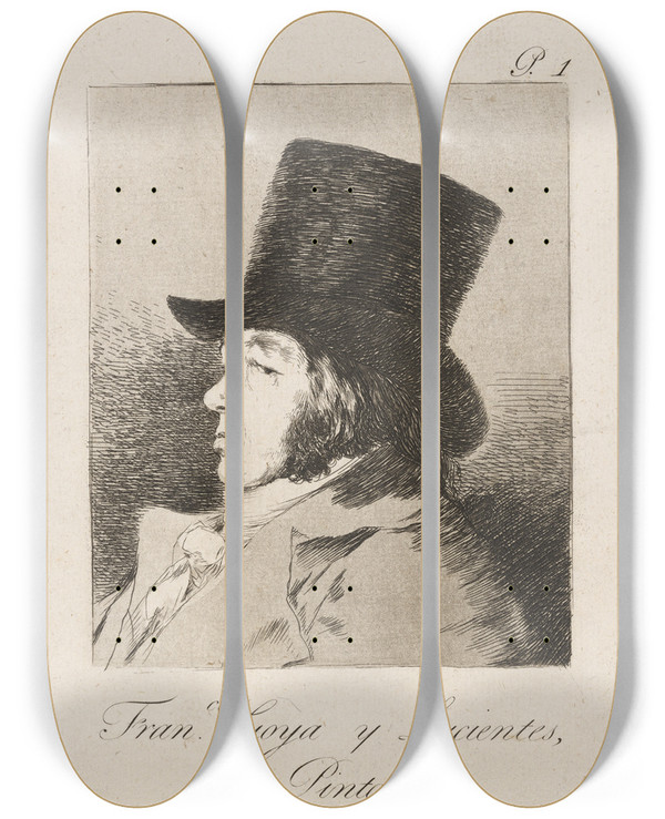 Triptych art skateboard deck of Francisco De Goya Francisco Goya Y Lucientes Pintor Francisco Goya Y Lucientes Painter by Francisco de Goya (1746-1828)