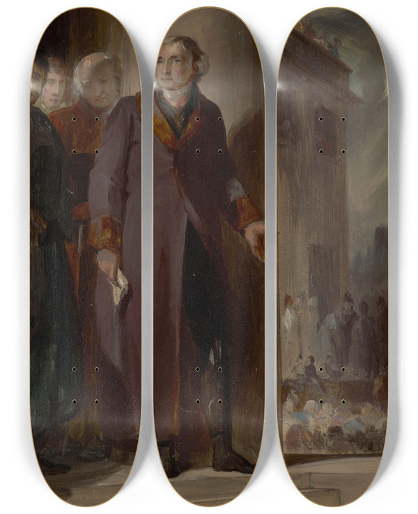 Triptych art skateboard deck of Thomas Sully Thomas Jefferson by Thomas Sully (1783-1872)