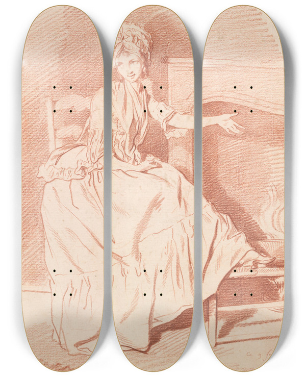 Triptych art skateboard deck of Louis Rolland Trinquesse Linvite by Louis Rolland Trinquesse (1746-1800)