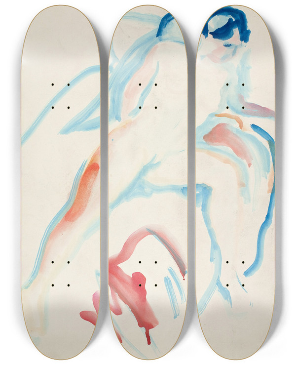 Triptych art skateboard deck of Edvard Munch Akt P Sengen by Edvard Munch (1863-1944)