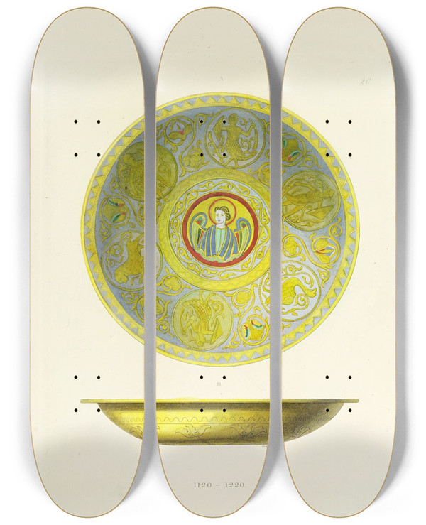 Triptych art skateboard deck of Carl Becker Kunstwerke Und Gerathschaften Des Mittelalters Und Der Renaissance Pl20 by Carl Becker (19-)