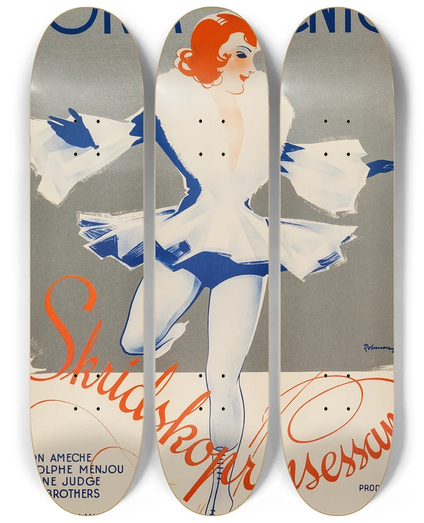 Triptych art skateboard deck of Eric Rohman One In A Million by Eric Rohman (1891-1949)