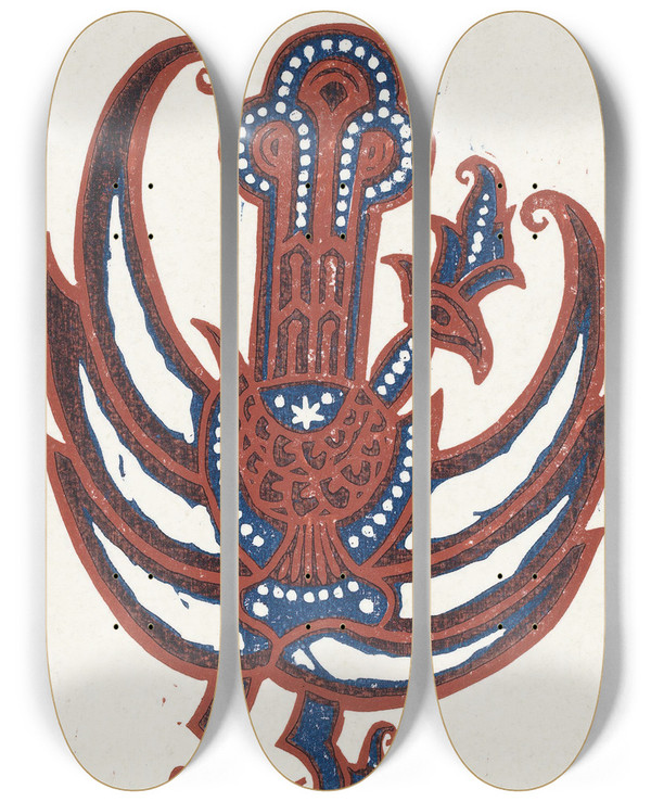 Triptych art skateboard deck of Reijer Stolk Vogel by Reijer Stolk (1896-1945)