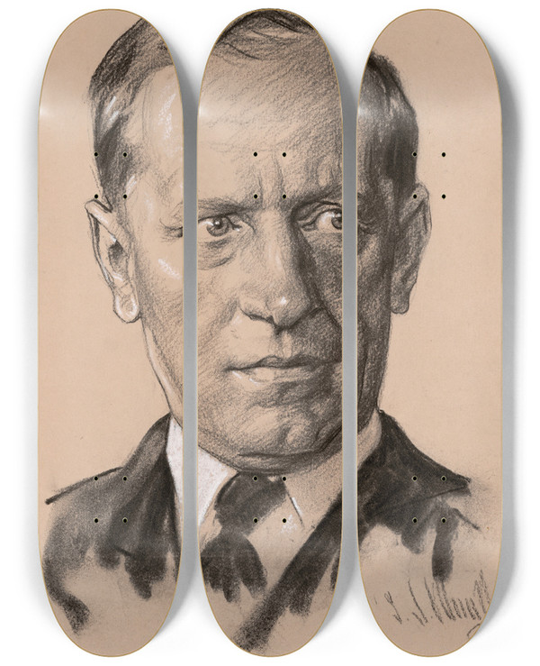 Triptych art skateboard deck of Samuel Johnson Woolf Kurt Paul Schmitt by Samuel Johnson Woolf (1880-1948)