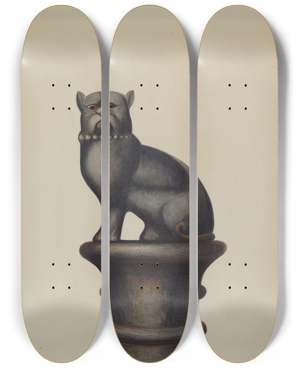 Triptych art skateboard deck of Vl Vance Cast Iron Hitching Post_2 by V.L. Vance