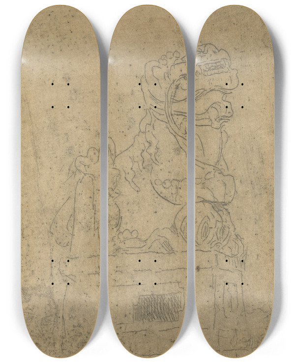 Triptych art skateboard deck of James Ensor Chimaera_2 by James Ensor (1860-1949)