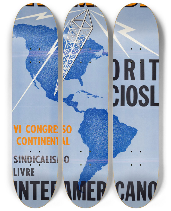 Triptych art skateboard deck of Us Information Agency Chamada by U S Information Agency (1953-1999)