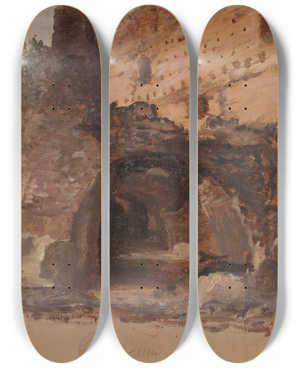 Triptych art skateboard deck of Thomas Cole The Colosseum by Thomas Cole (1801-1848)