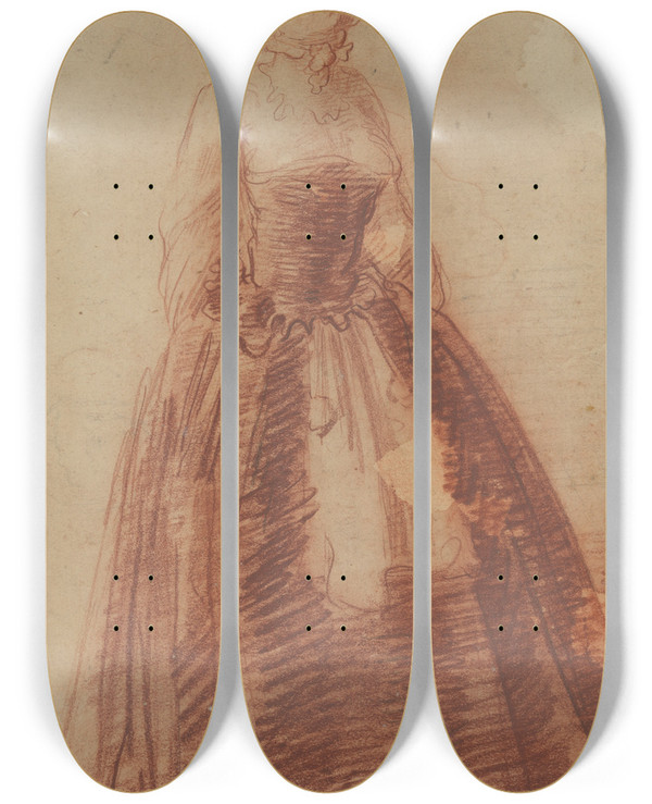 Triptych art skateboard deck of James Ensor Dienstbode by James Ensor (1860-1949)