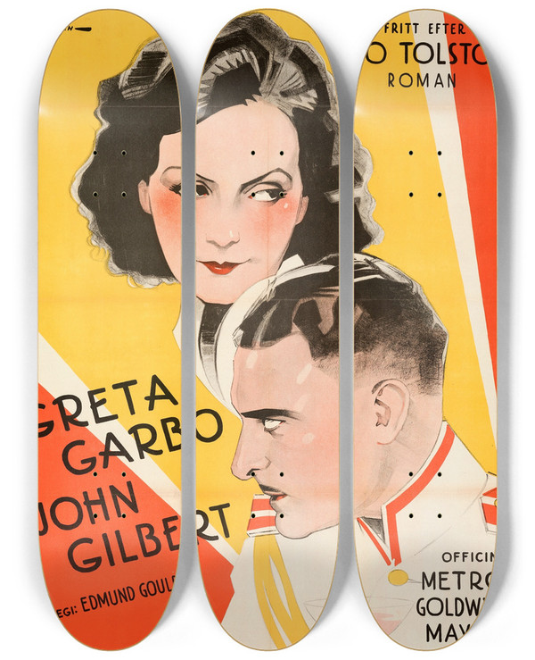 Triptych art skateboard deck of Eric Rohman Love by Eric Rohman (1891-1949)