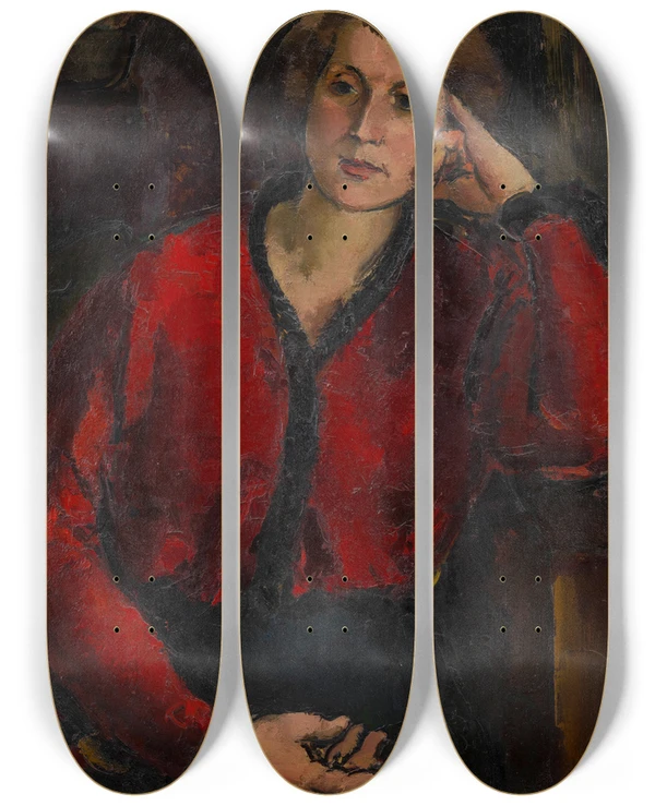 Triptych art skateboard deck of Anton Faistauer Ida Roessler by Anton Faistauer (1887-1930)
