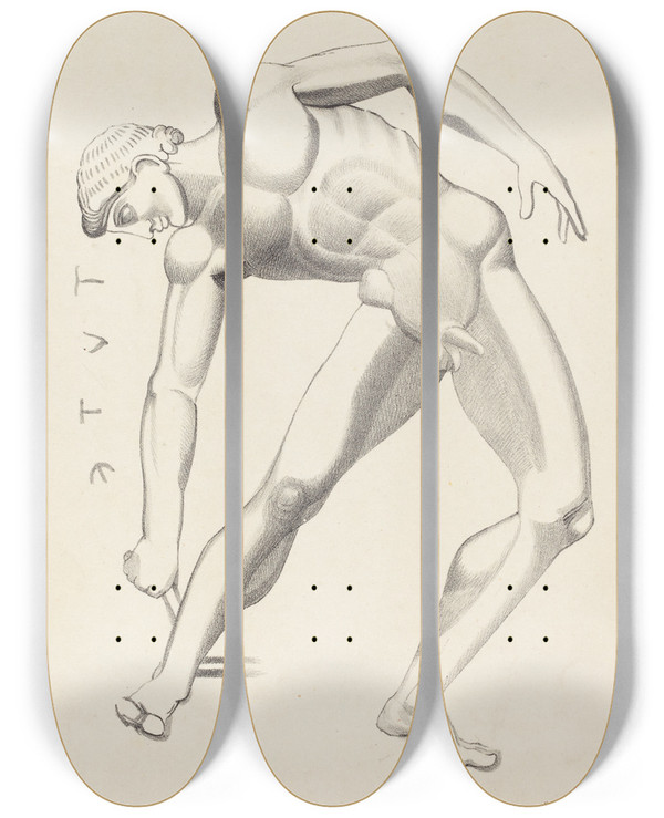 Triptych art skateboard deck of After John Flaxman Tydaeus by After John Flaxman (1755-1826)