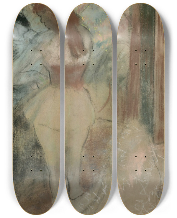 Triptych art skateboard deck of Edgar Degas Danseuse Shabillant by Edgar Degas (1834-1917)