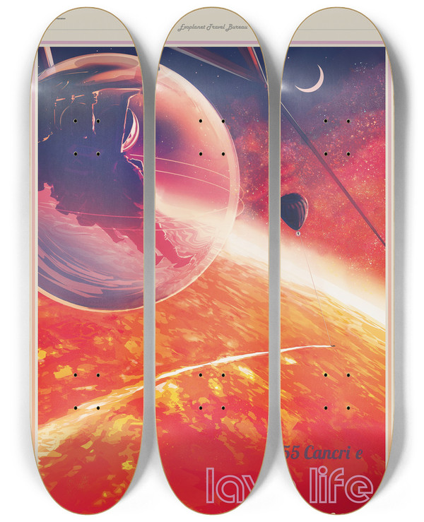 Triptych art skateboard deck of Nasa 55 Cancri E by NASA (1958)