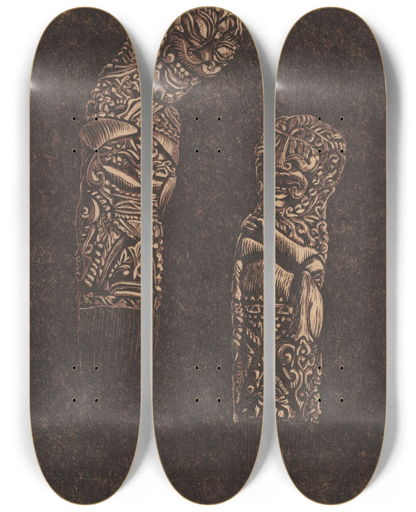 Triptych art skateboard deck of Reijer Stolk Twee Heften Van Krissen by Reijer Stolk (1896-1945)