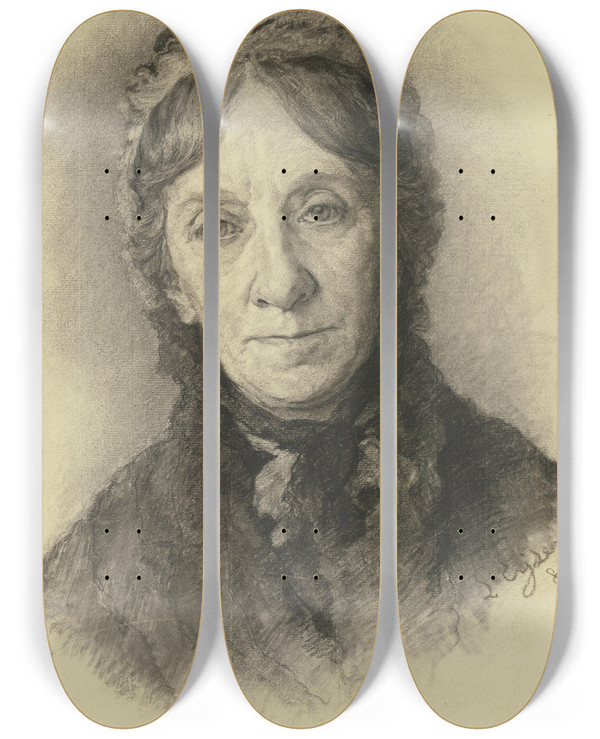 Triptych art skateboard deck of Louis Eysen Bildnis Der Mutter Des Knstlers by Louis Eysen (1843-1899)