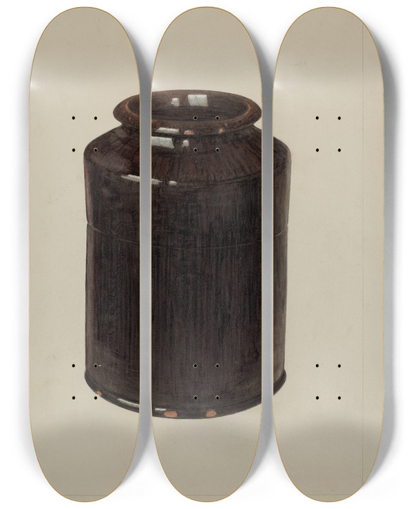 Triptych art skateboard deck of Clyde L Cheney Jar by Clyde L Cheney
