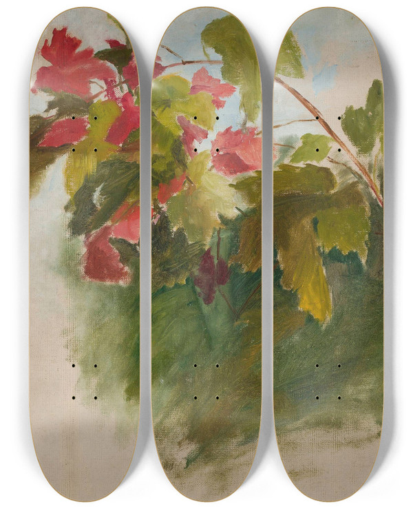 Triptych art skateboard deck of Jan Cigliski Vine Leaves by Jan Ciaglinski (1858-1913)
