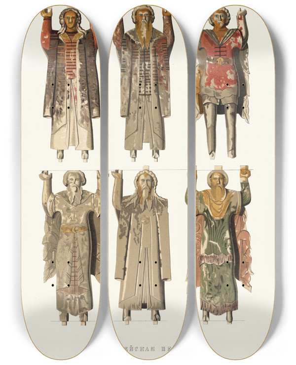 Triptych art skateboard deck of Fedor Grigoryevich Solntsev Khaldeiskaia Peshch Izobrazhenie 2 by Fedor Grigoryevich Solntsev (1801-1892)