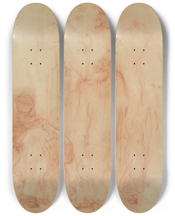 Triptych art skateboard deck of James Ensor Figuren_1 by James Ensor (1860-1949)