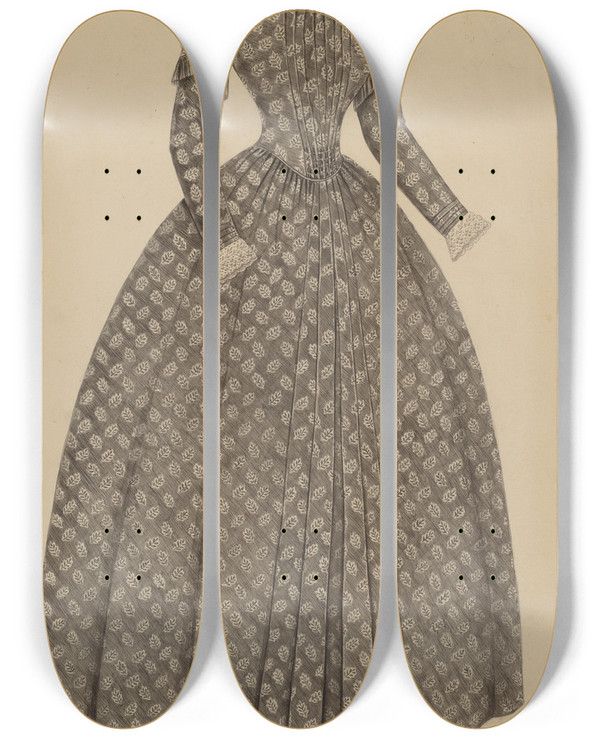Triptych art skateboard deck of Isabelle De Strange Dress_2 by Isabelle De Strange