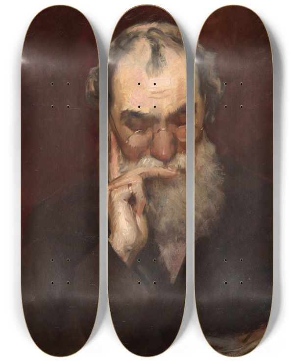 Triptych art skateboard deck of Frank Duveneck Henry James Sr by Frank Duveneck (1848-1919)