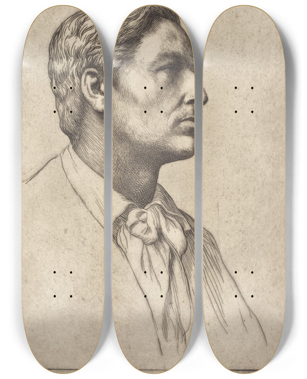 Triptych art skateboard deck of Alphonse Legros Sir Charles Holroyd by Alphonse Legros (1837-1911)