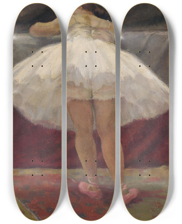 Triptych art skateboard deck of Ladislav Tresko Resting Ballet Dancer by Ladislav Treskon (1900-1923)
