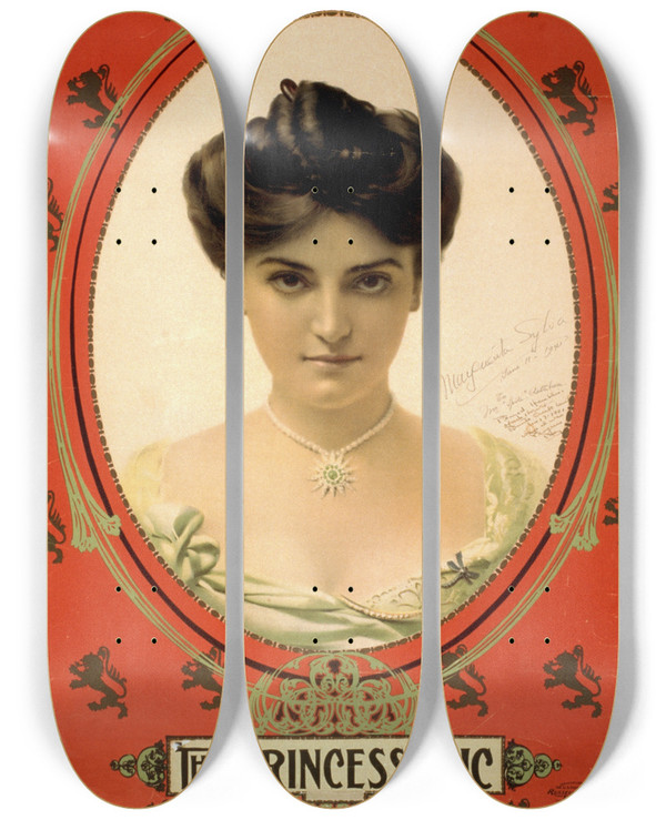 Triptych art skateboard deck of Us Lithograph Co The Princess Chic by U.S. Lithograph Co. (19-20-)