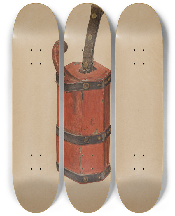 Triptych art skateboard deck of George Roehl Lumbermans First Aid Kit by George Roehl