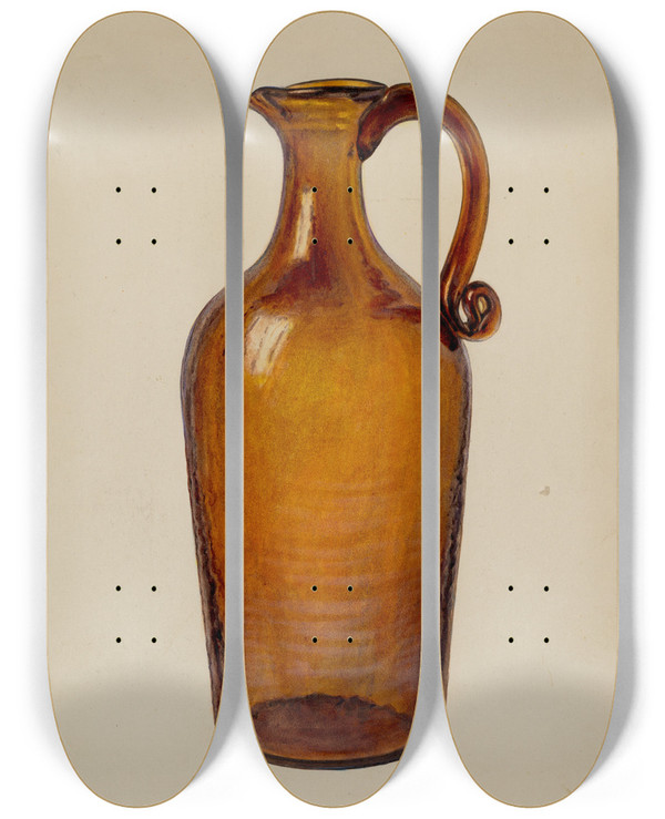 Triptych art skateboard deck of Paul Ward Glass Jug by Paul Ward (20-)