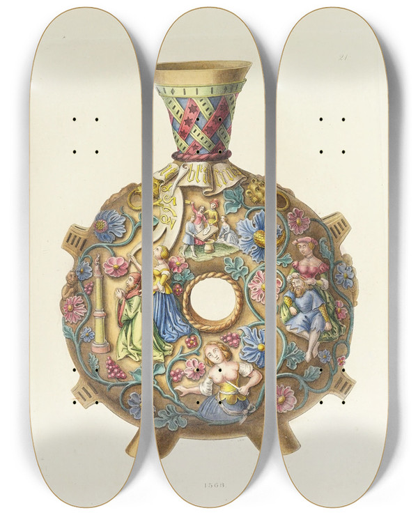 Triptych art skateboard deck of Carl Becker Kunstwerke Und Gerathschaften Des Mittelalters Und Der Renaissance Pl21 by Carl Becker (19-)