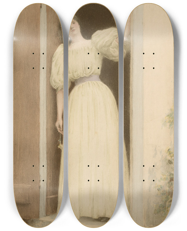 Triptych art skateboard deck of Raphal Collin Le Dpart by Raphael Collin (1850-1916)