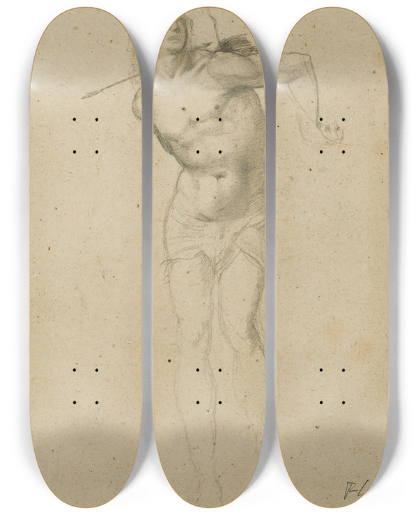 Triptych art skateboard deck of Edgar Degas Saint Sbastien by Edgar Degas (1834-1917)