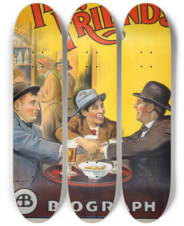 Triptych art skateboard deck of Abc Co Three Friends by A.B.C. Co. (19-20-)