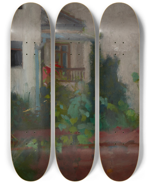 Triptych art skateboard deck of Olga Boznanska Architectural Landscape by Olga Boznanska (1865-1940)