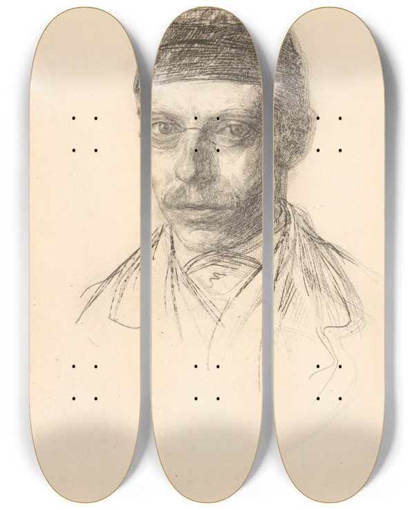Triptych art skateboard deck of Jan Veth Portret Van Charles Marius Van Deventer by Jan Veth (1864-1925)