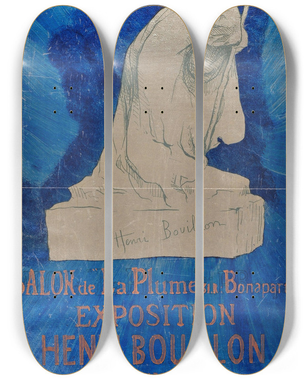Triptych art skateboard deck of Henri Thophile Bouillon Salon Des Cent by Henri Theophile Bouillon (1864-1934)