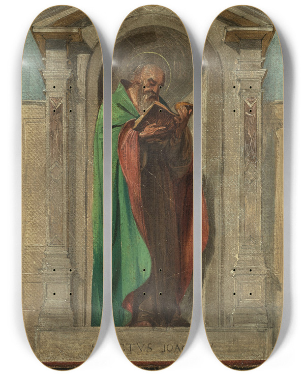 Triptych art skateboard deck of Nicolas Auguste Hesse Saint Joachim by Nicolas Auguste Hesse (1795-1869)