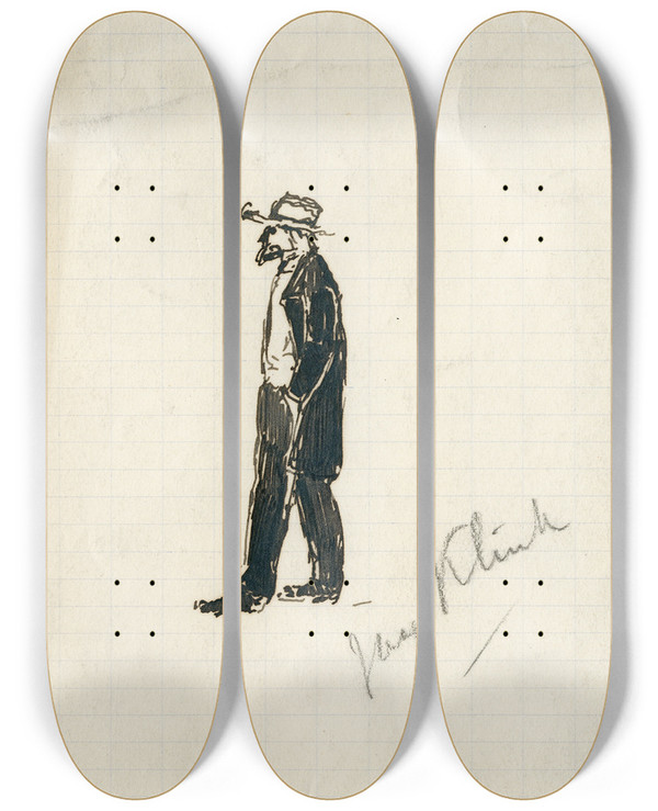 Triptych art skateboard deck of Adolf Le Comte Jaap Klink by Adolf Le Comte (1850-1921)