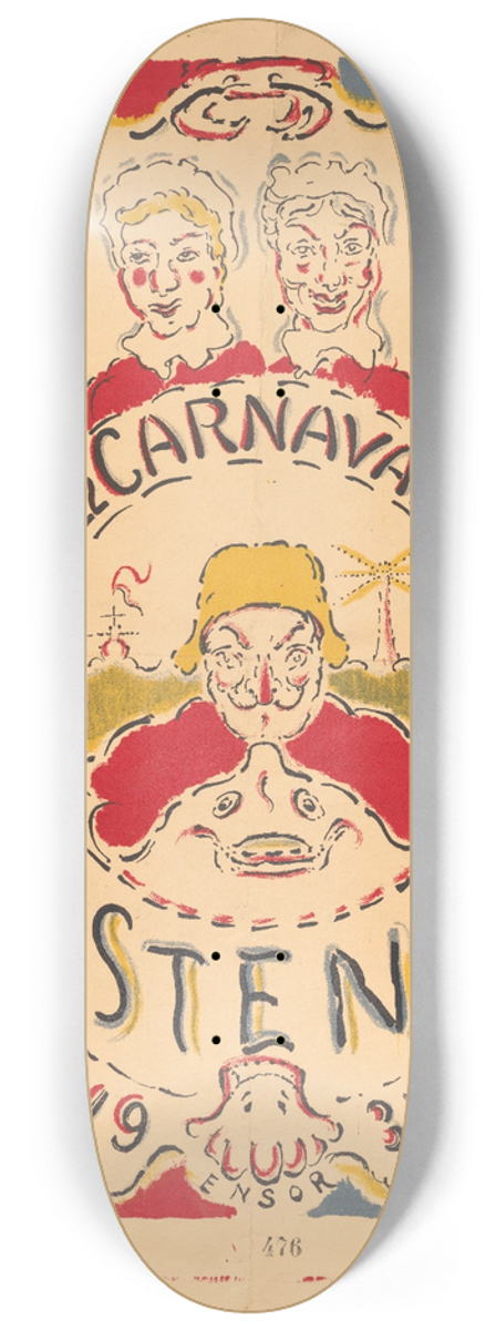 James Ensor - Affiche voor het carnaval van Oostende 8.25 inch art skate deck