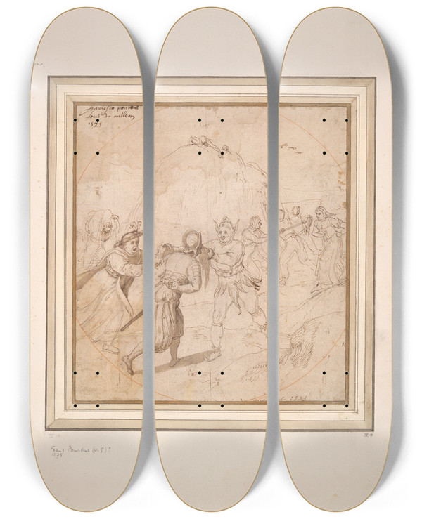Triptych art skateboard deck of Frans Pourbus The Elder It Is Allhay by Frans Pourbus The Elder (1523-1584)